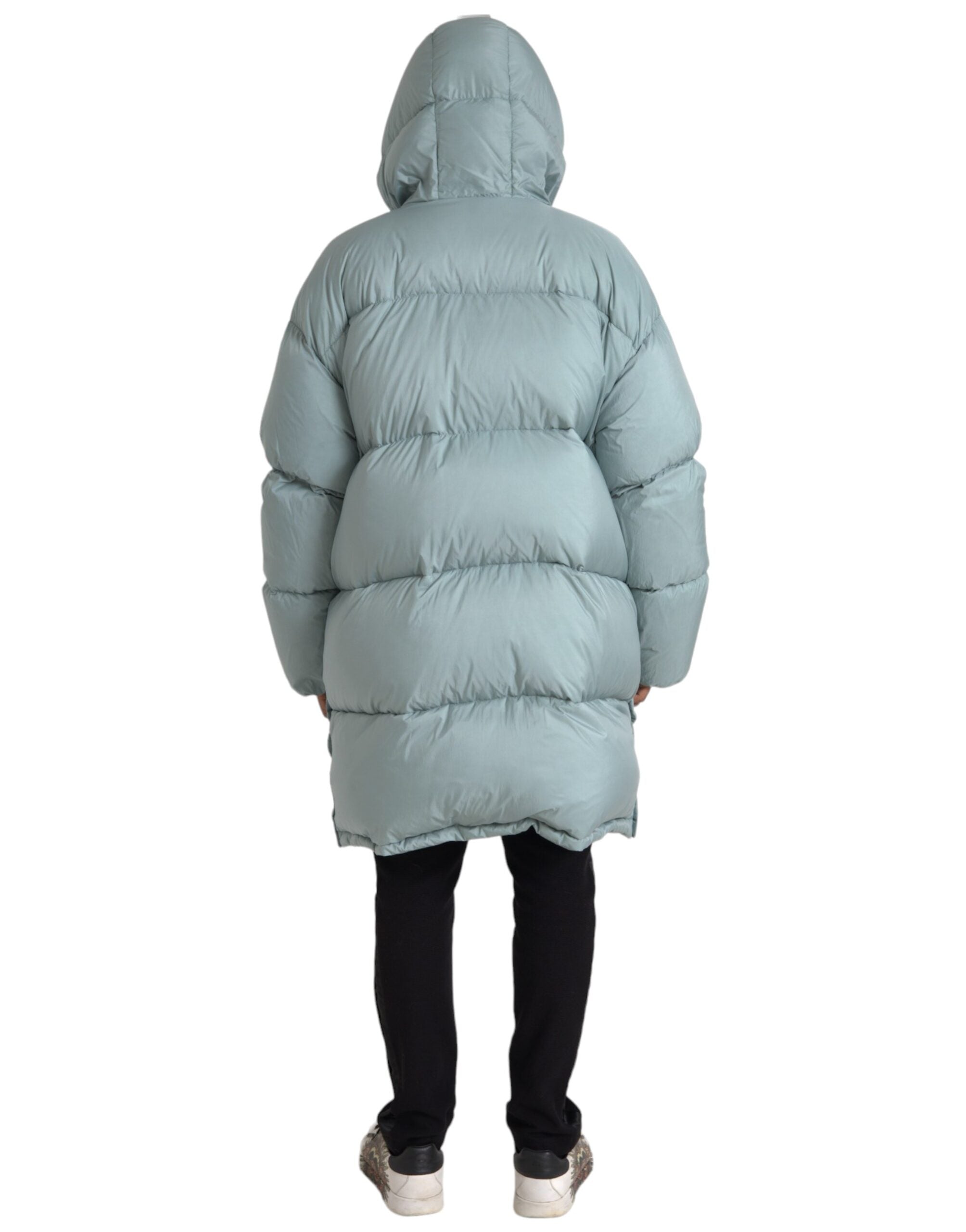 Light Blue Quilted Hooded Puffer Jacket Men's