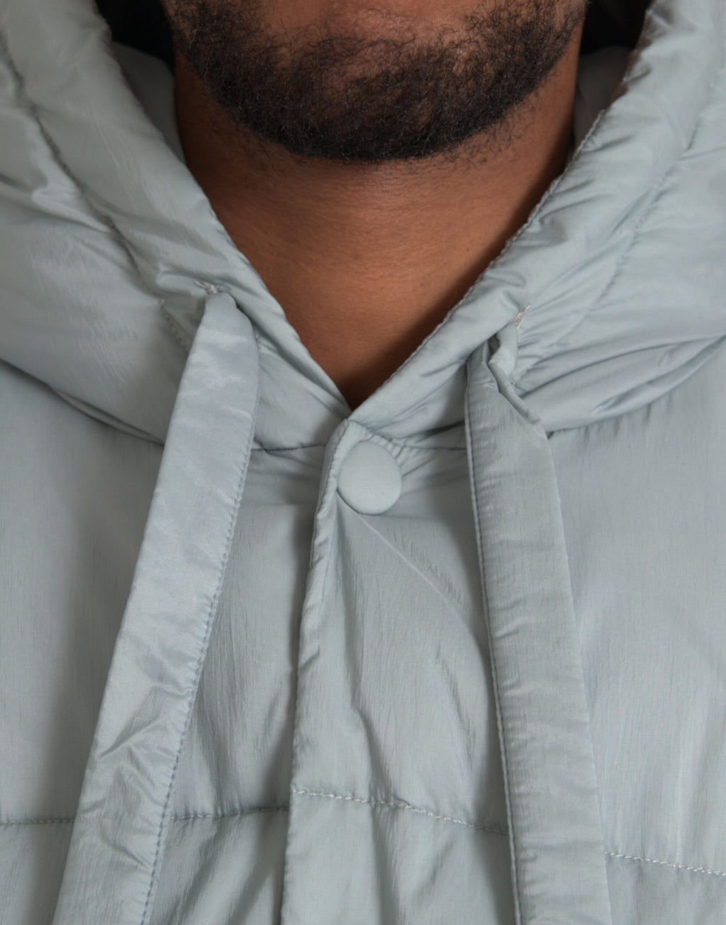 Light Blue Quilted Hooded Puffer Jacket Men's