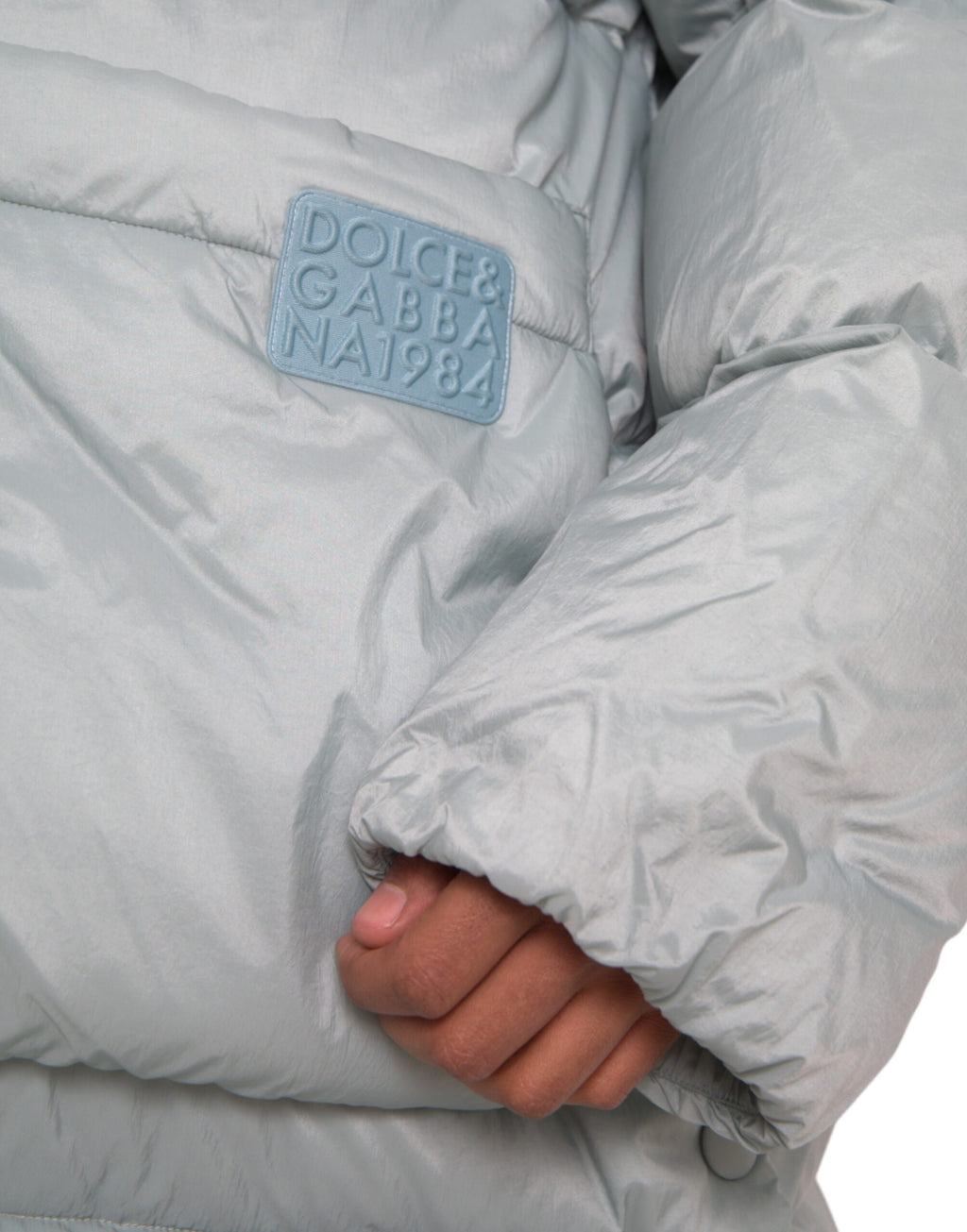 Light Blue Quilted Hooded Puffer Jacket Men's
