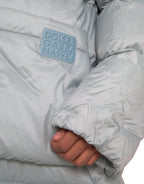 Light Blue Quilted Hooded Puffer Jacket Men's