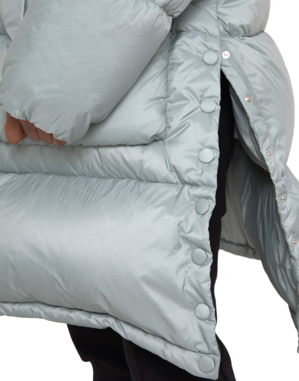 Light Blue Quilted Hooded Puffer Jacket Men's
