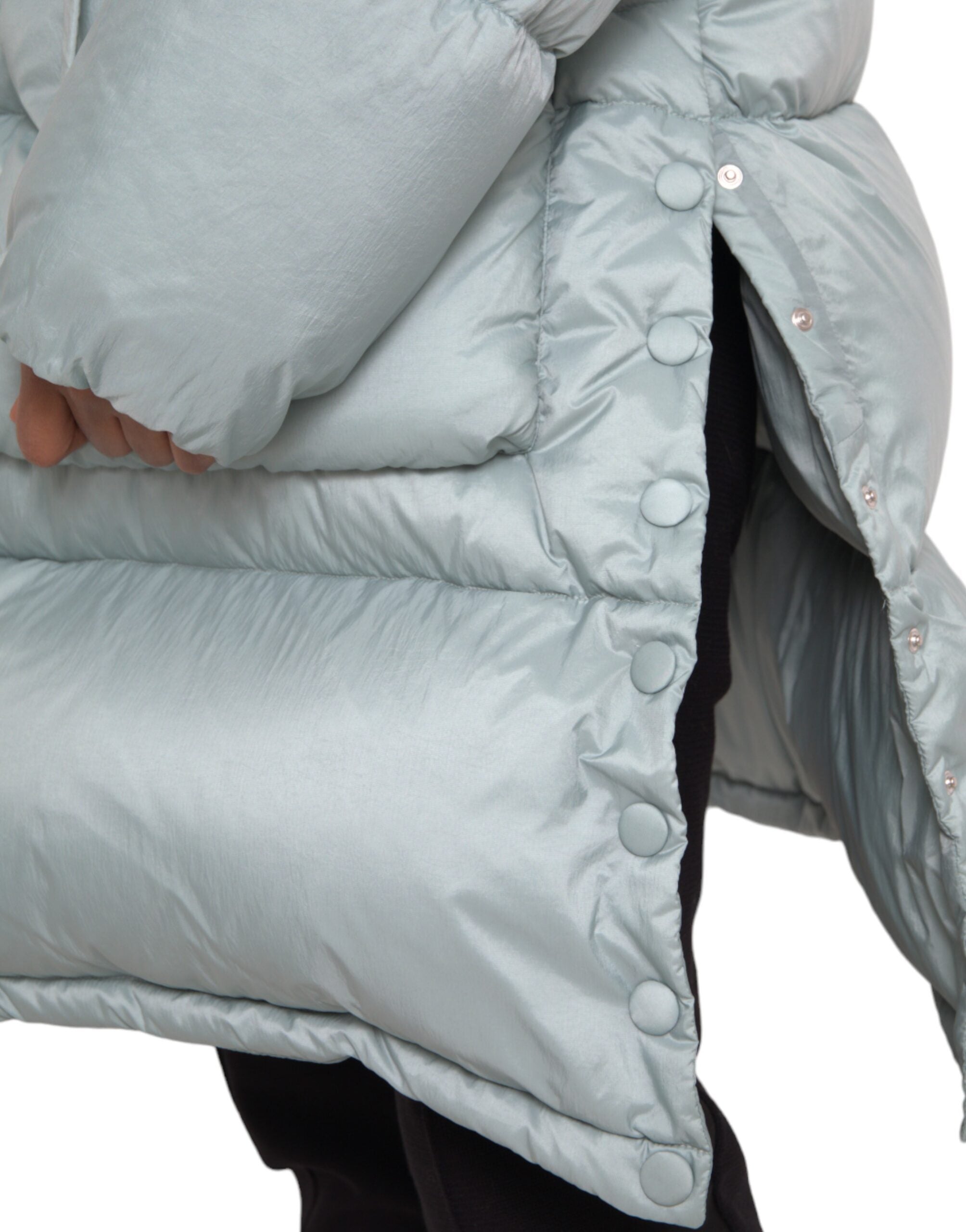 Light Blue Quilted Hooded Puffer Jacket Men's