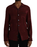 Hemd aus Jacquard-Seide mit langen Ärmeln und Krone in Maroon
