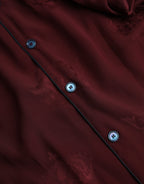Hemd aus Jacquard-Seide mit langen Ärmeln und Krone in Maroon