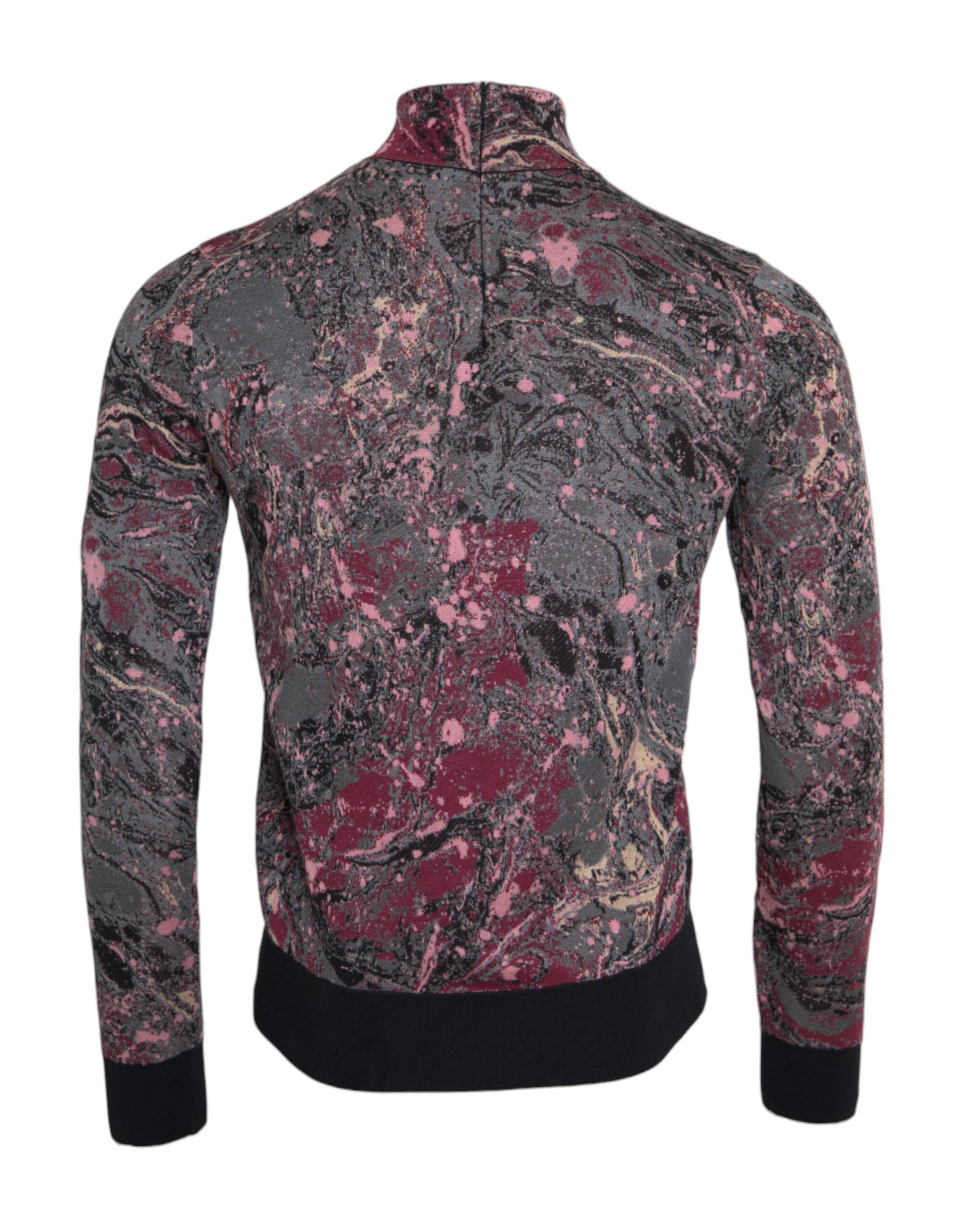Multicolor Graphic Turtleneck Men's Sweater