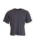 Graues Baumwoll-T-Shirt mit Rundhalsausschnitt und kurzen Ärmeln