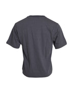 Graues Baumwoll-T-Shirt mit Rundhalsausschnitt und kurzen Ärmeln