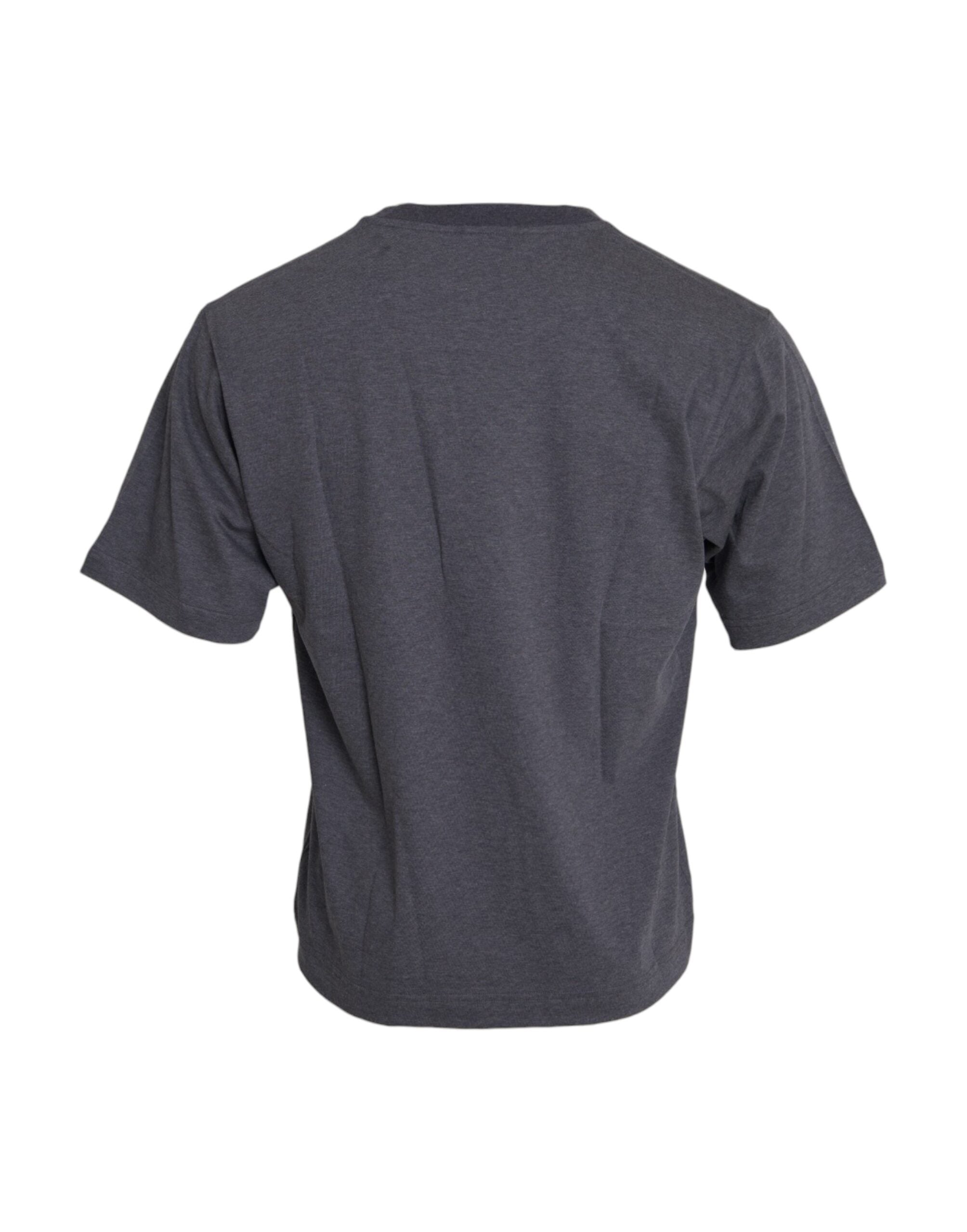 Graues Baumwoll-T-Shirt mit Rundhalsausschnitt und kurzen Ärmeln