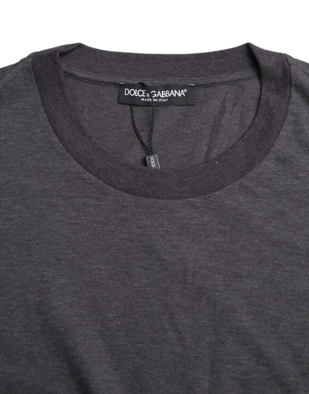 Graues Baumwoll-T-Shirt mit Rundhalsausschnitt und kurzen Ärmeln