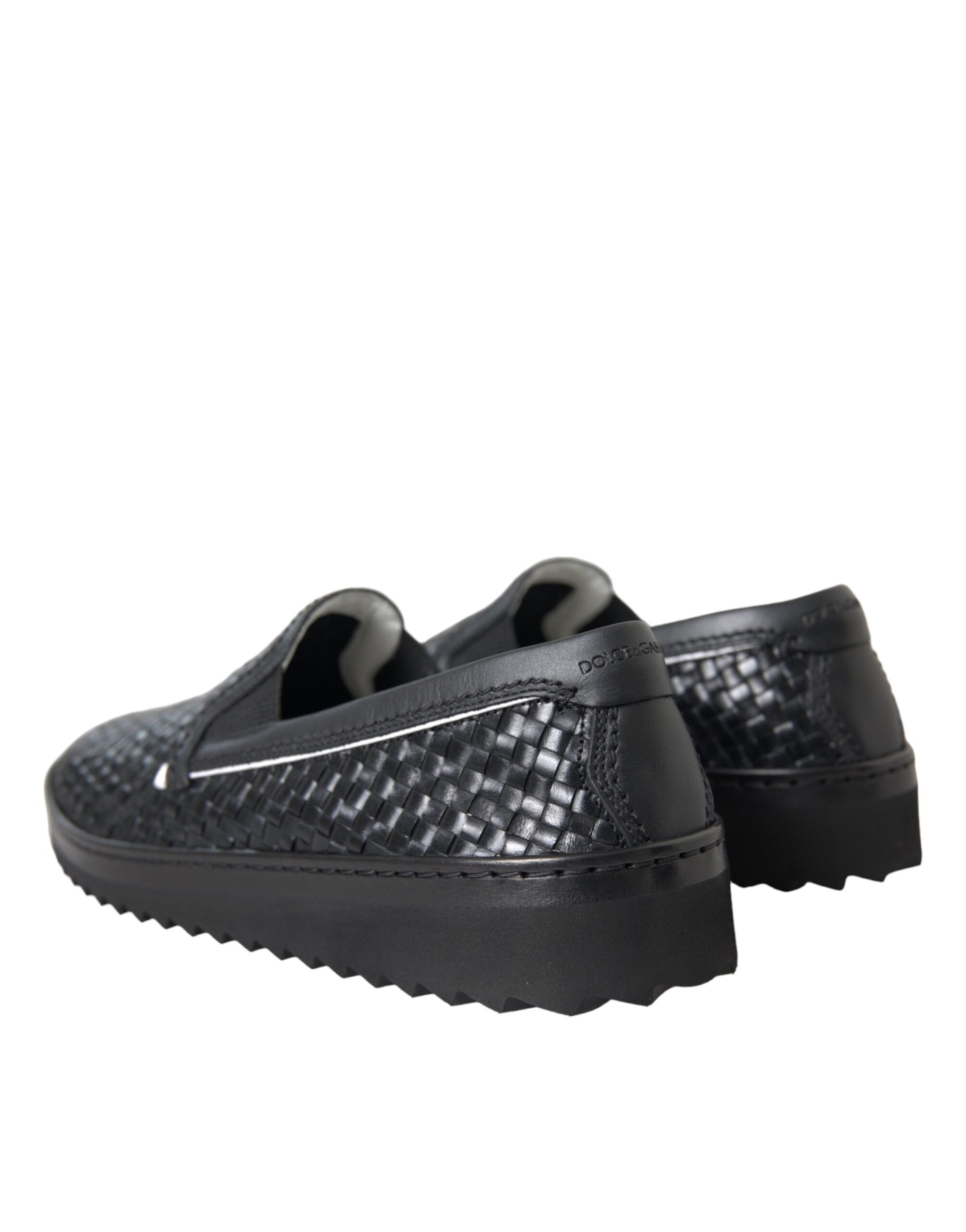 Scarpe da Uomo Loafers in Pelle di Bufalo Intrecciata Nera