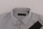 White Blue Striped Casual Cotton Regular Fit Shirt