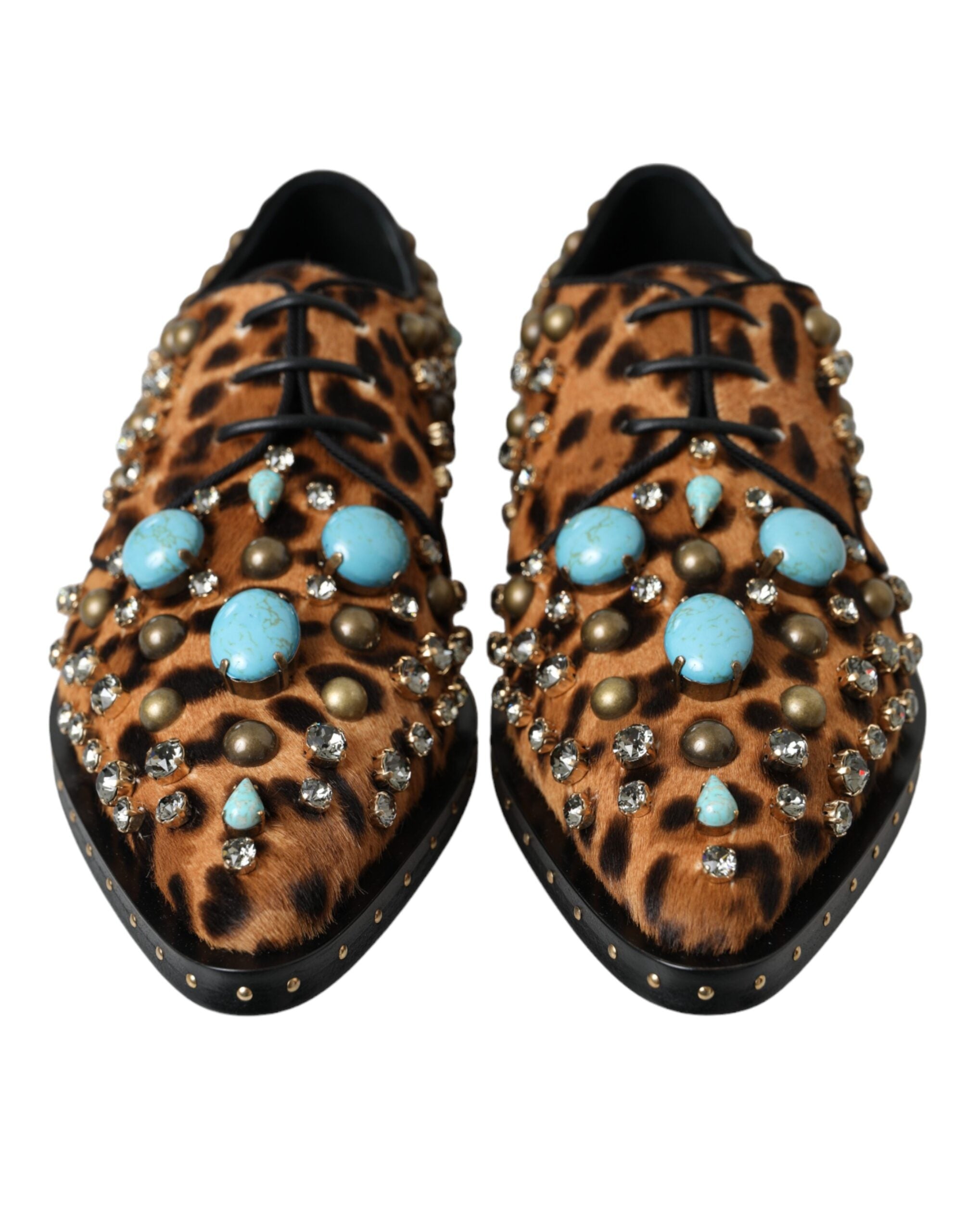 Brown Leopard Hair Crystal Dress Baroque Shoes