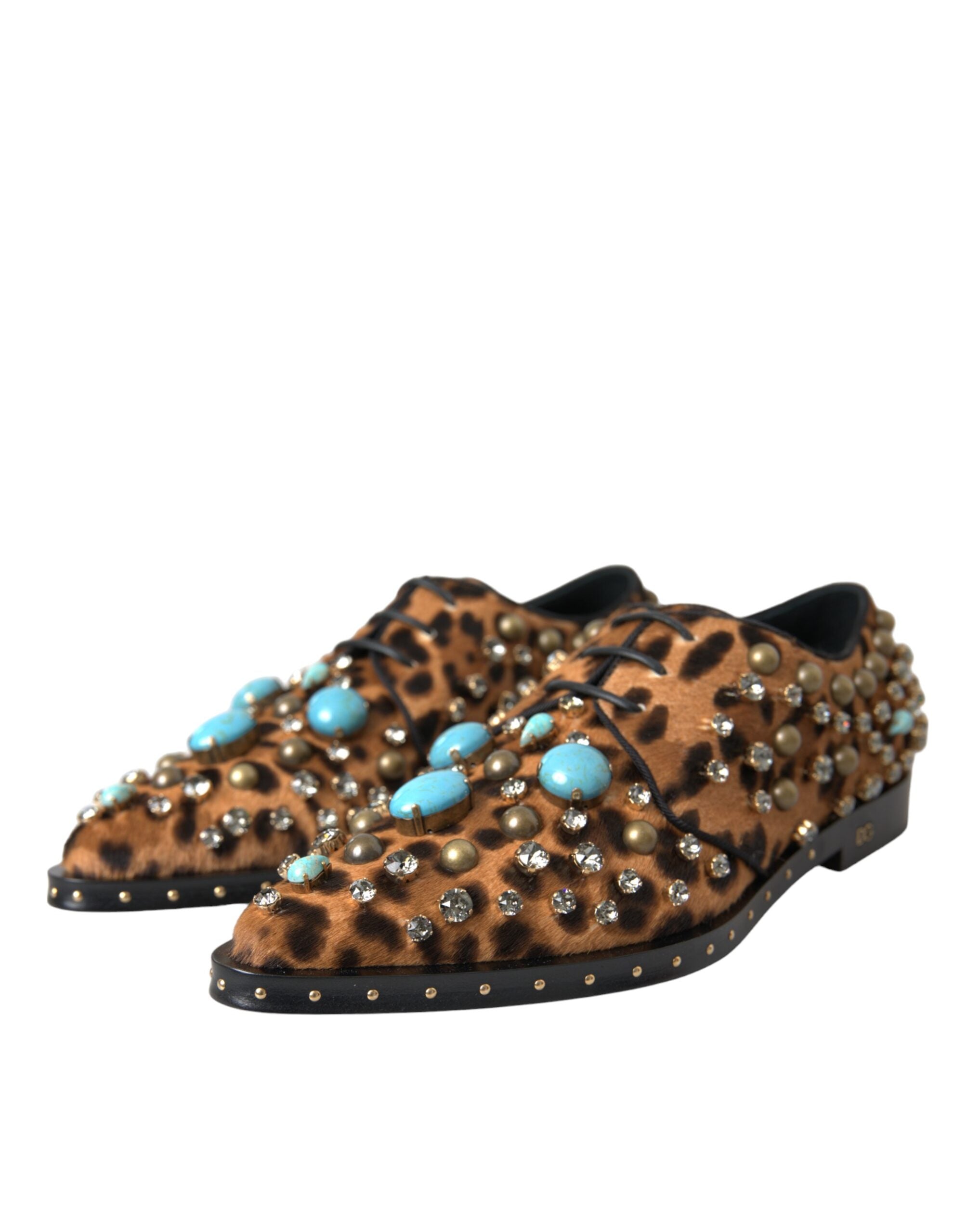 Brown Leopard Hair Crystal Dress Baroque Shoes