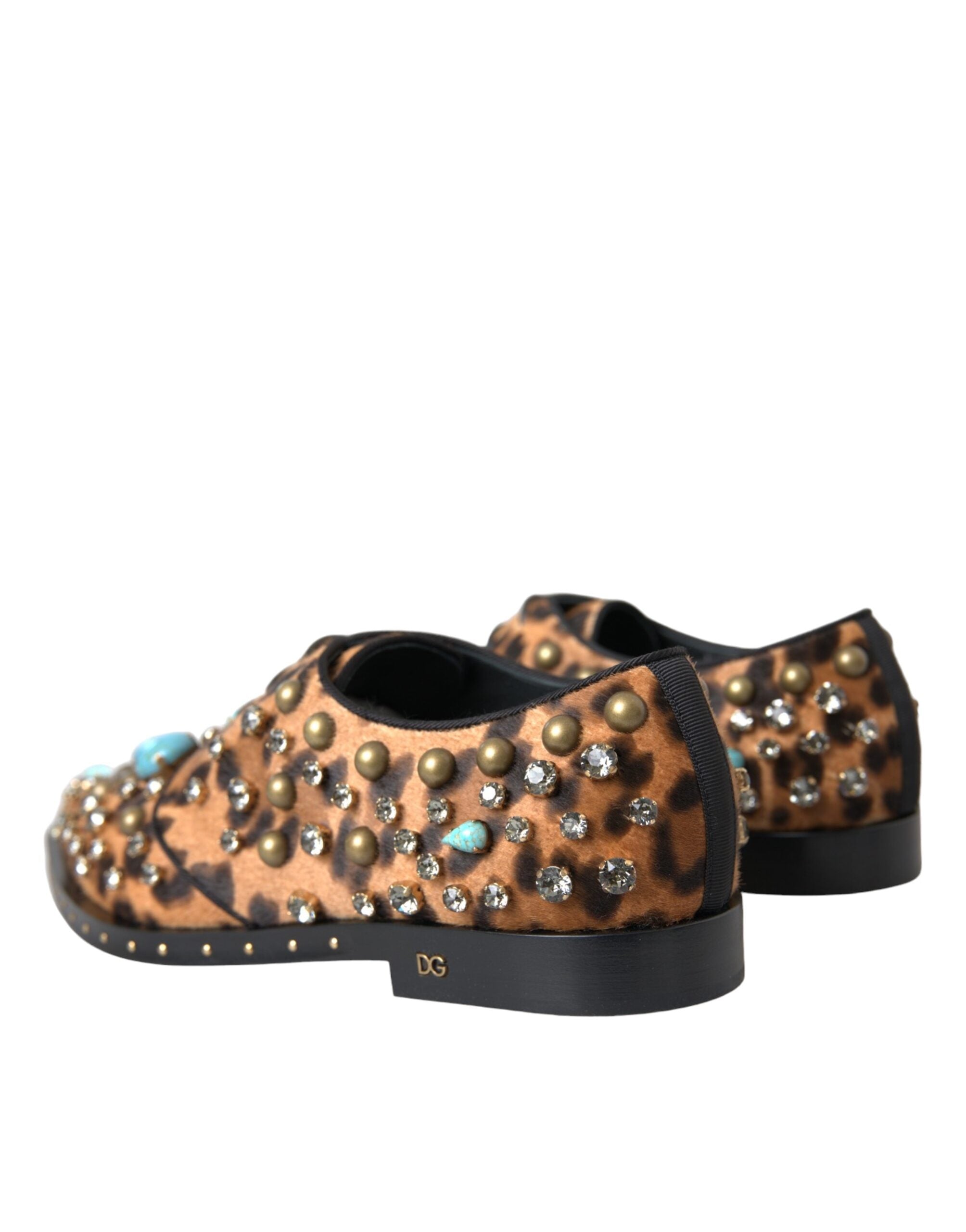 Brown Leopard Hair Crystal Dress Baroque Shoes