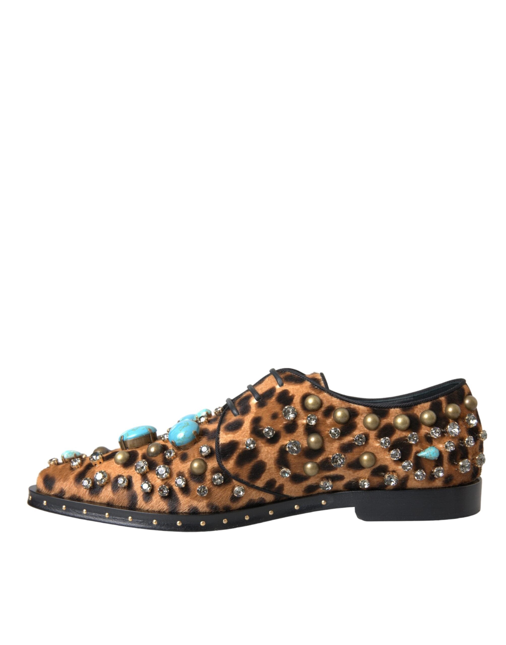 Brown Leopard Hair Crystal Dress Baroque Shoes