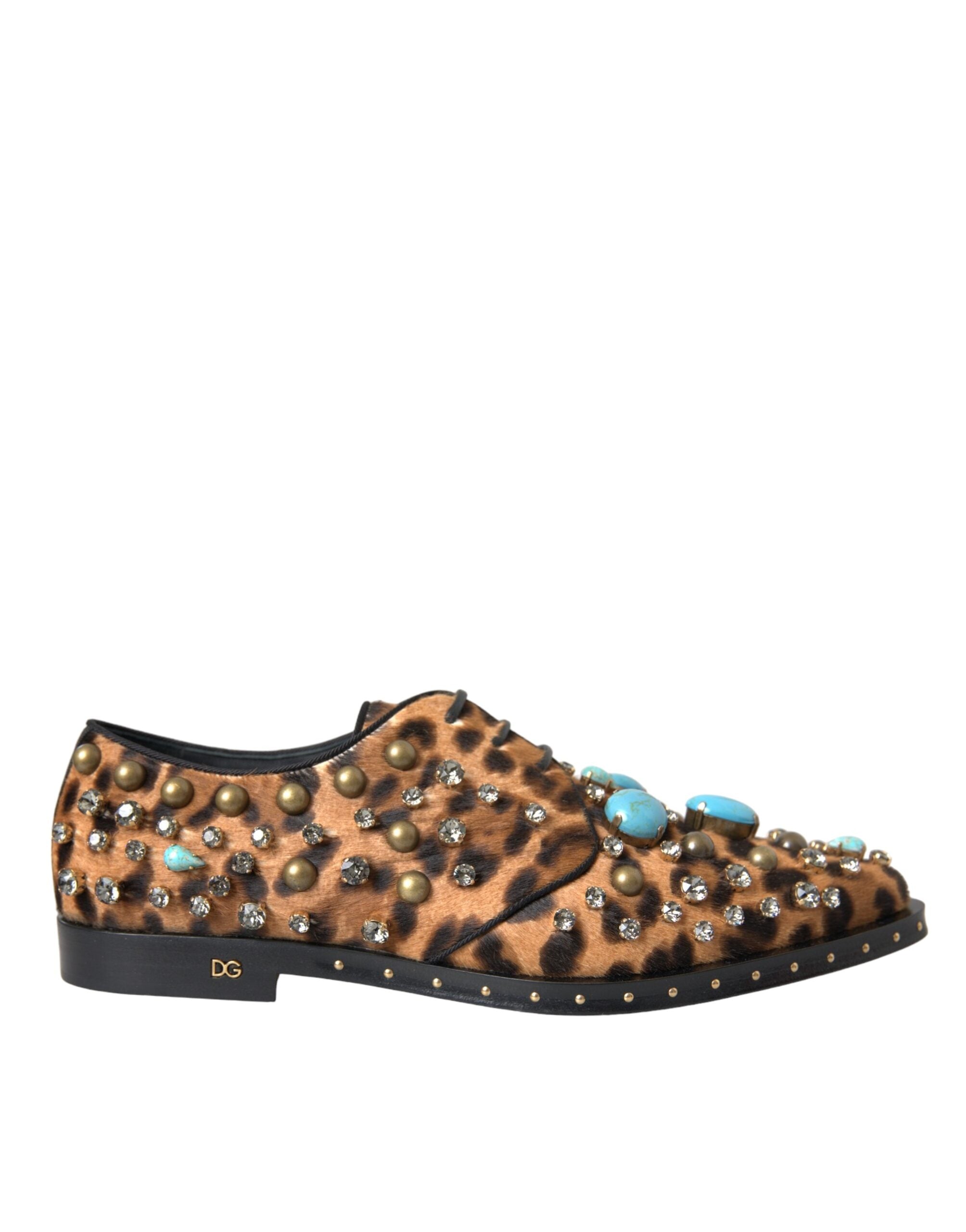 Brown Leopard Hair Crystal Dress Baroque Shoes