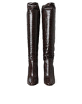 Braune exotische Leder High Heels Stiefel