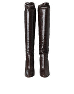 Braune exotische Leder High Heels Stiefel