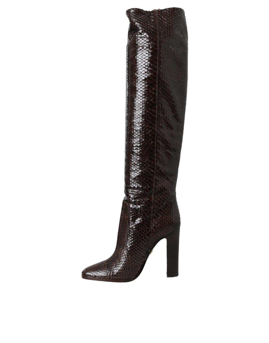 Braune exotische Leder High Heels Stiefel