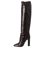 Braune exotische Leder High Heels Stiefel