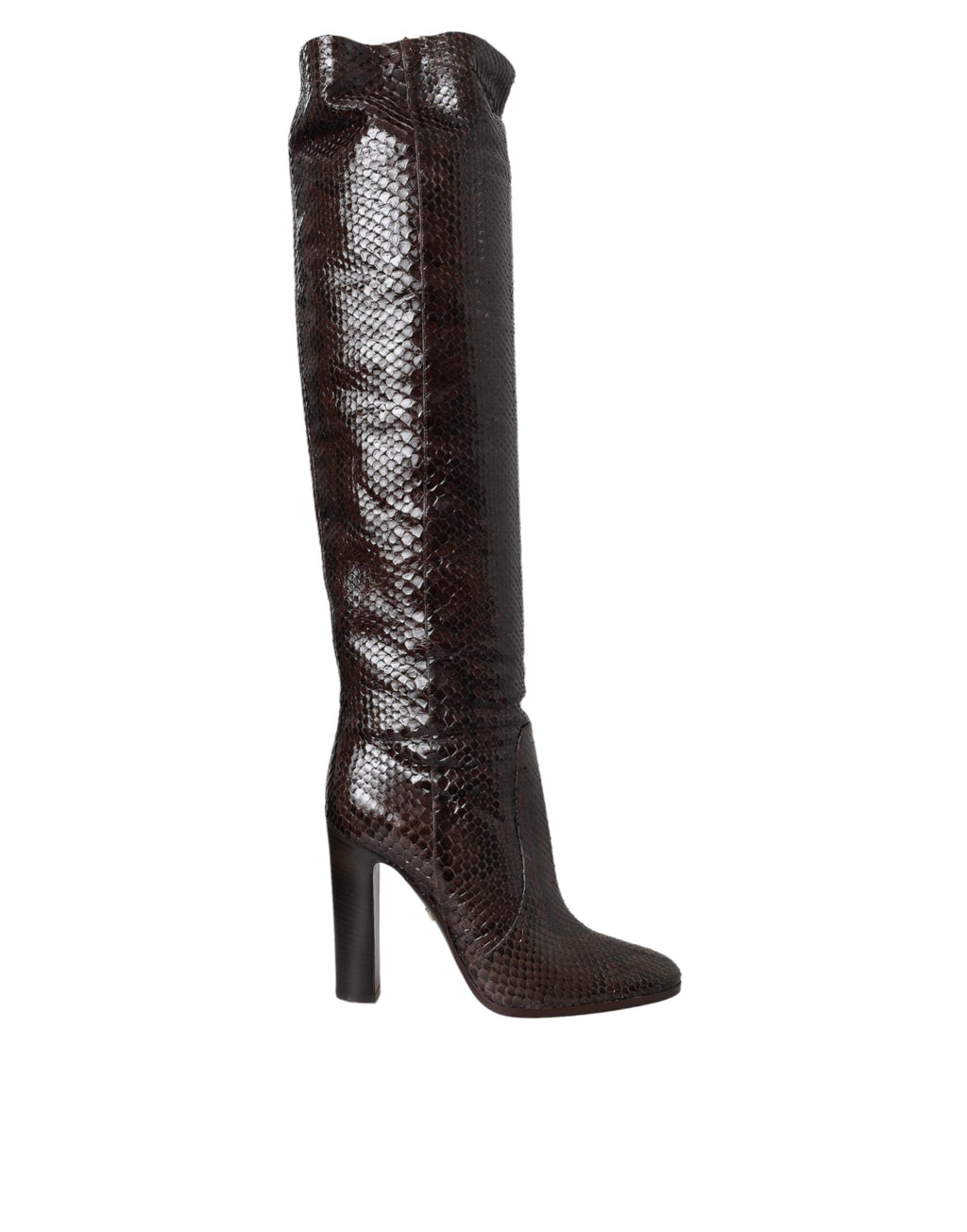 Braune exotische Leder High Heels Stiefel