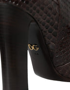Braune exotische Leder High Heels Stiefel