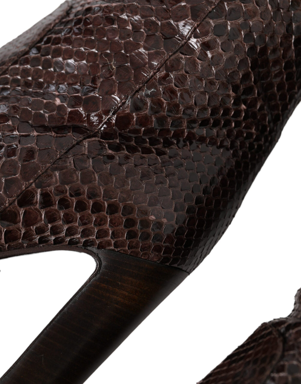 Braune exotische Leder High Heels Stiefel