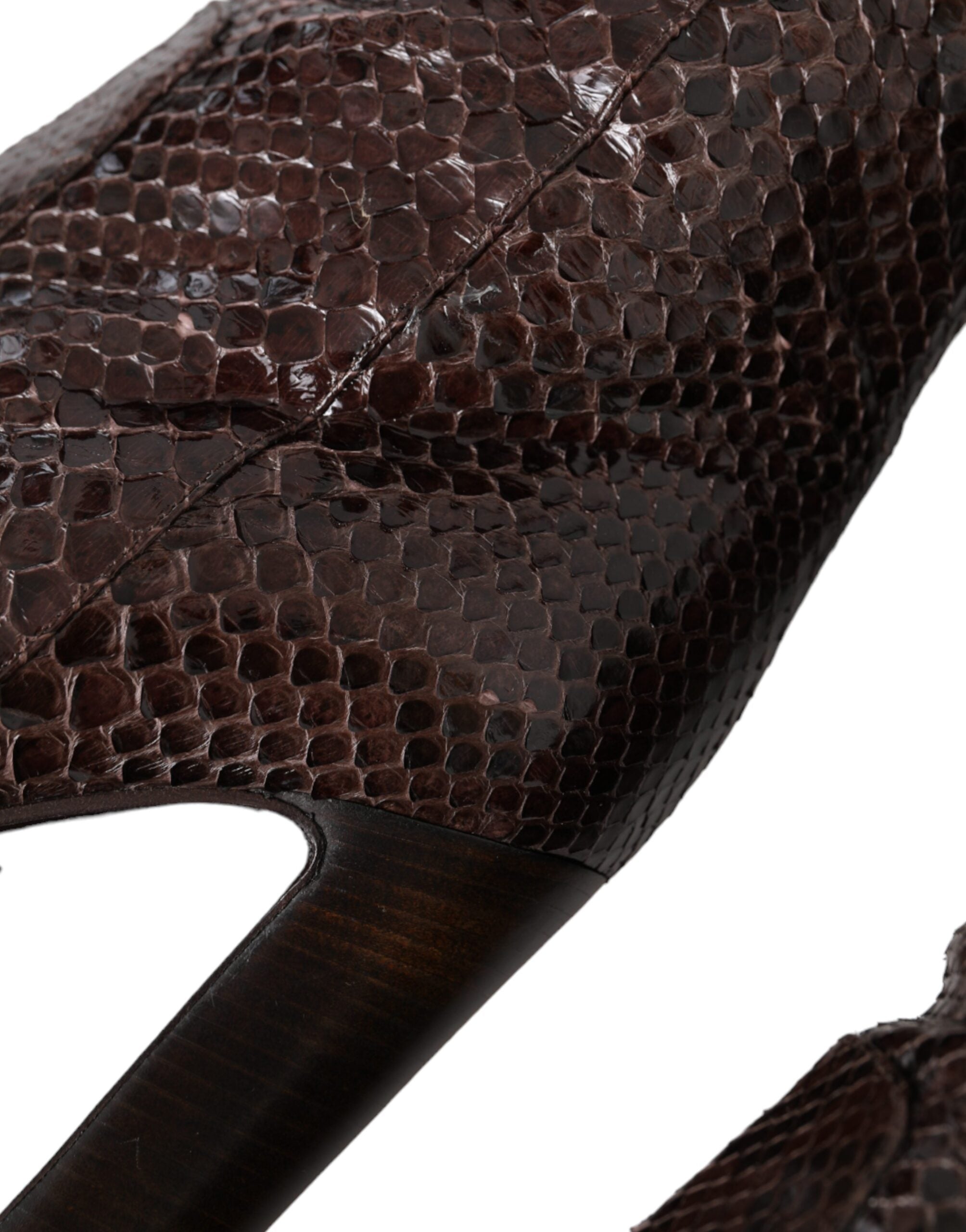 Braune exotische Leder High Heels Stiefel