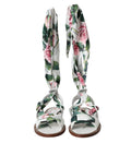 Mehrfarbige Sandalen mit Blumenmuster und Knöchelriemen