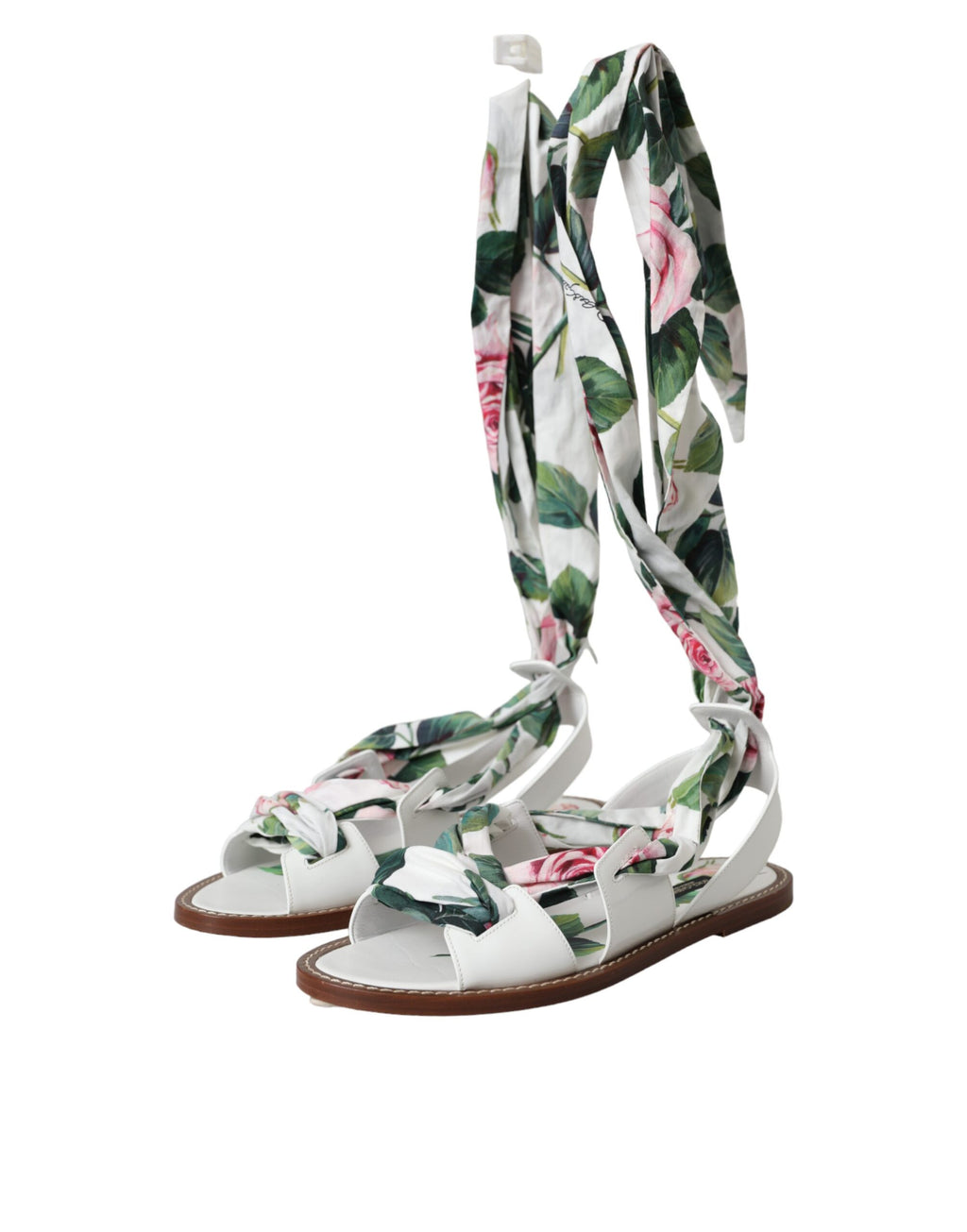 Mehrfarbige Sandalen mit Blumenmuster und Knöchelriemen