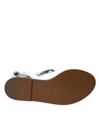 Mehrfarbige Sandalen mit Blumenmuster und Knöchelriemen