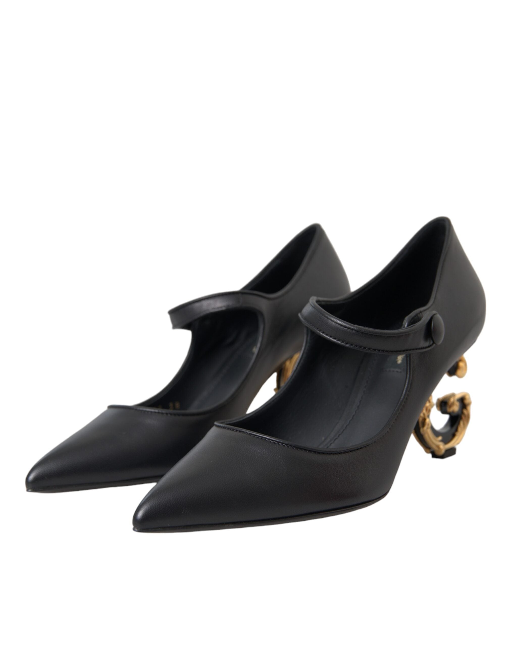 Scarpe décolleté Mary Jane con tacco e logo in pelle nera