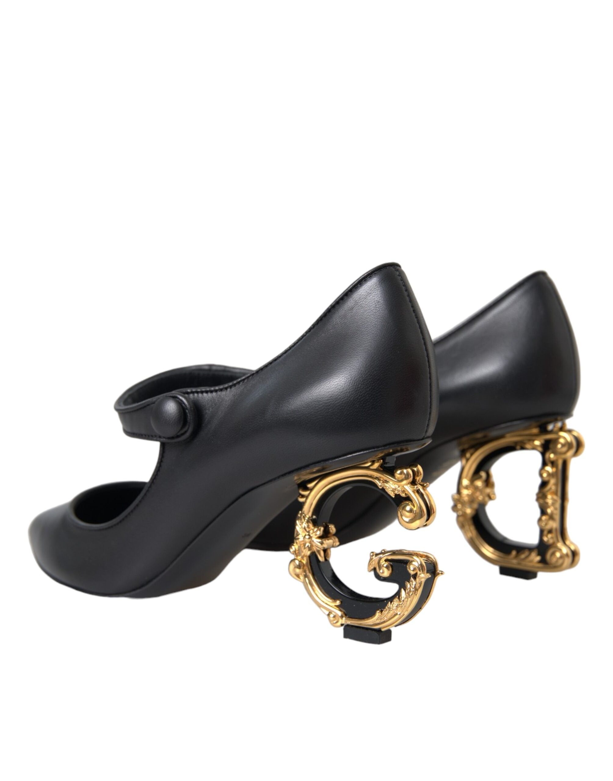 Scarpe décolleté Mary Jane con tacco e logo in pelle nera