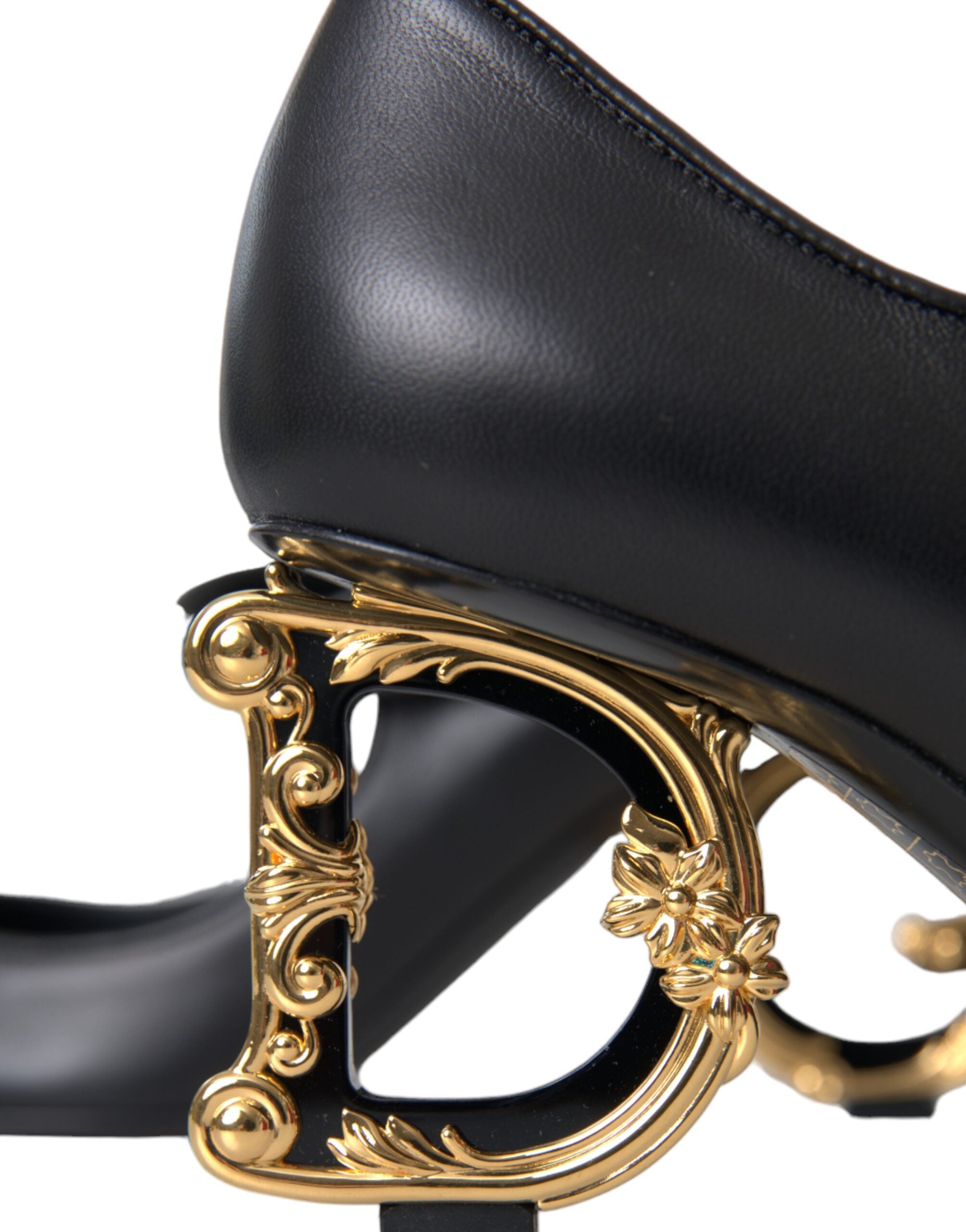 Scarpe décolleté Mary Jane con tacco e logo in pelle nera