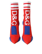 Red Blue Stretch Sock-Style Stiefeletten Logo Schuhe