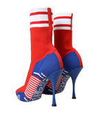 Red Blue Stretch Sock-Style Stiefeletten Logo Schuhe