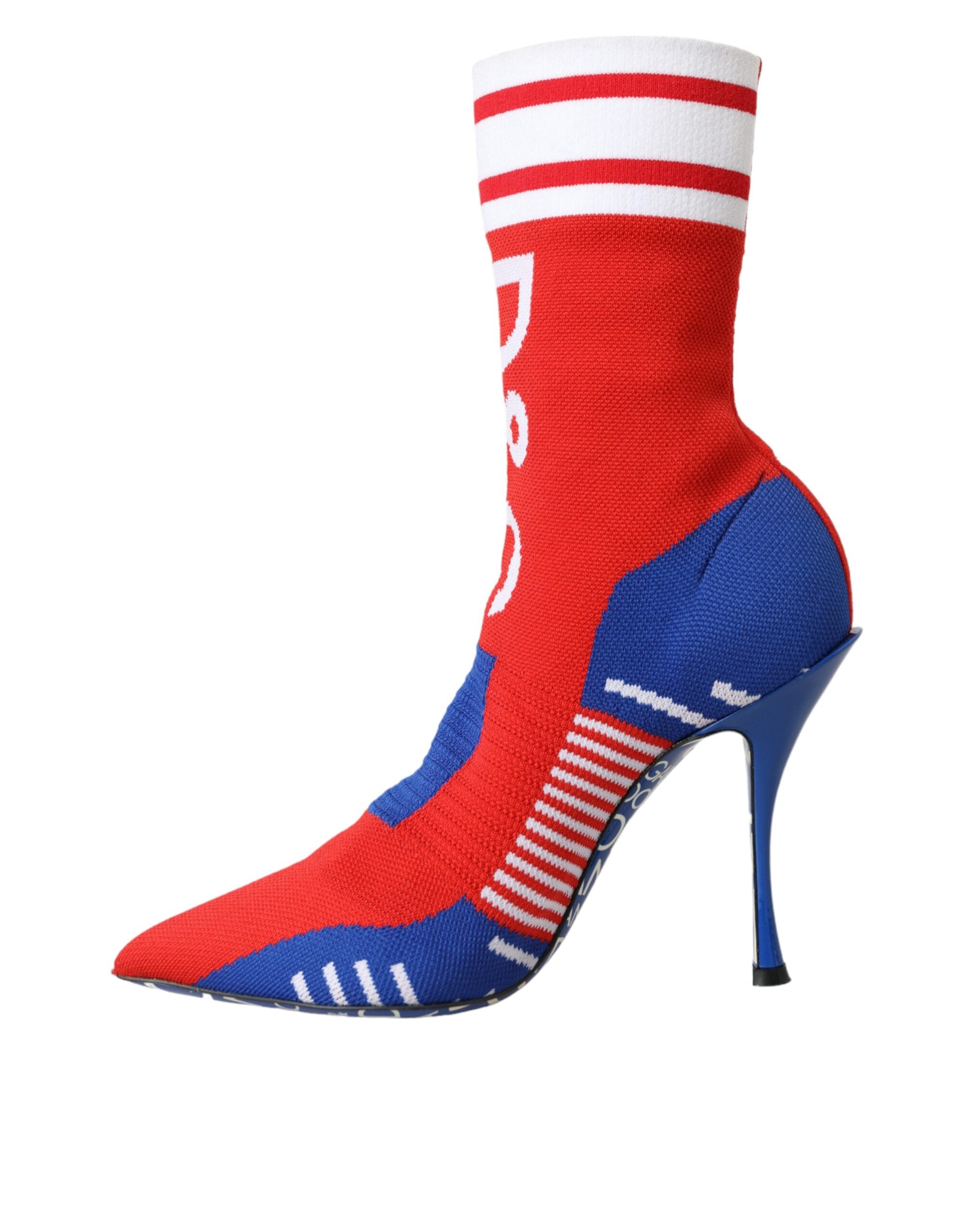 Red Blue Stretch Sock-Style Stiefeletten Logo Schuhe