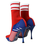 Rote blaue Stretch-Socken-Stiefel Logo-Schuhe
