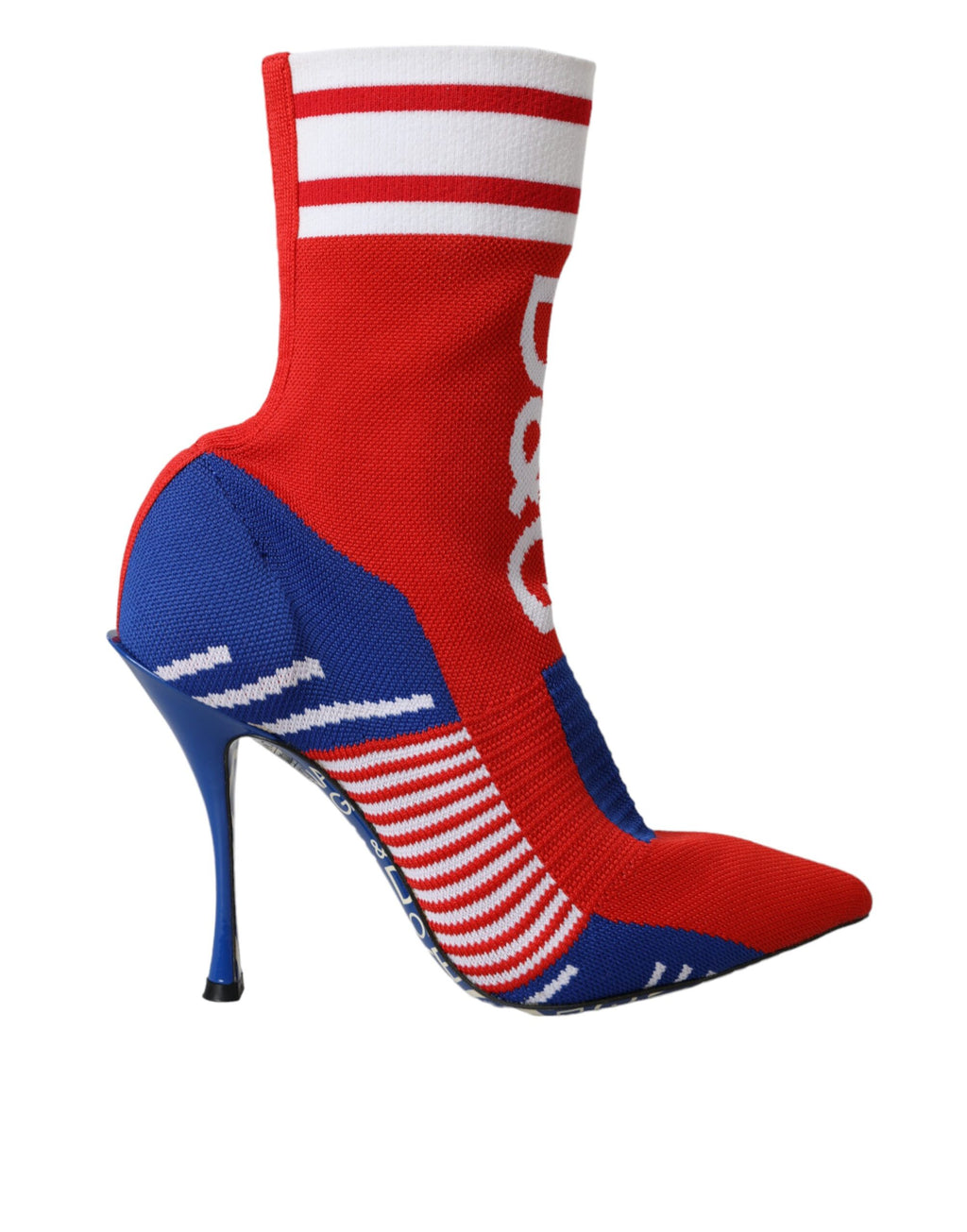 Rote blaue Stretch-Socken-Stiefel Logo-Schuhe