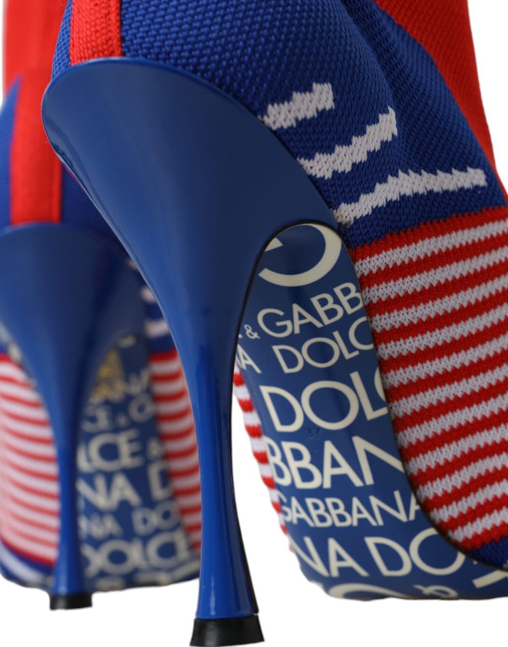 Rote blaue Stretch-Socken-Stiefel Logo-Schuhe