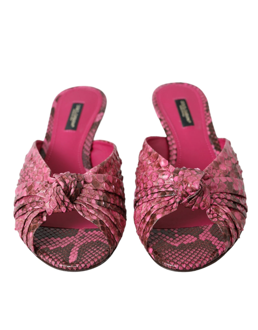 Pinke exotische Leder Kitten Heel Pantoletten