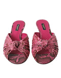 Pinke exotische Leder Kitten Heel Pantoletten