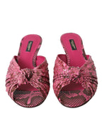 Pinke exotische Leder Kitten Heel Pantoletten