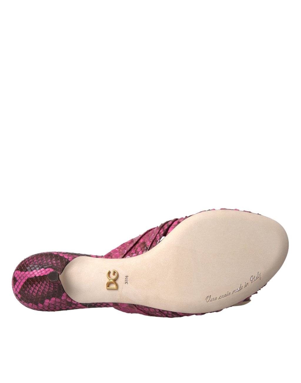 Pinke exotische Leder Kitten Heel Pantoletten