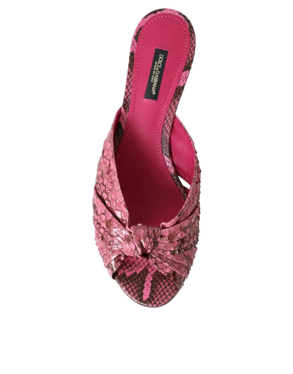 Pinke exotische Leder Kitten Heel Pantoletten
