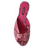 Pinke exotische Leder Kitten Heel Pantoletten