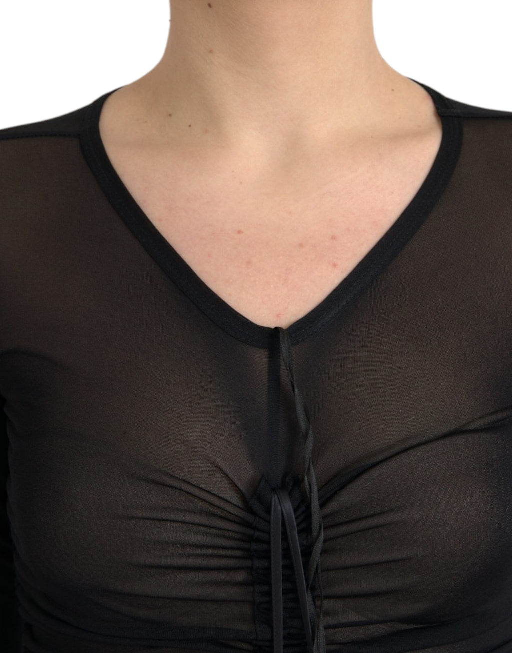 Schwarzes transparentes enges Etuikleid Midi