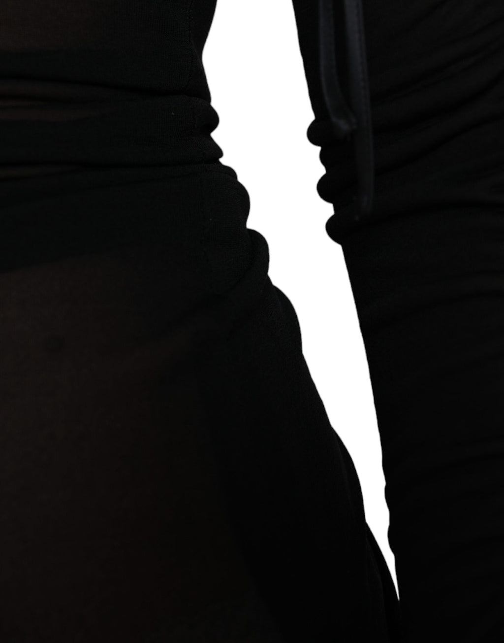 Schwarzes transparentes enges Etuikleid Midi