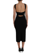 Black Sheath Halter Sleeveless Midi Dress