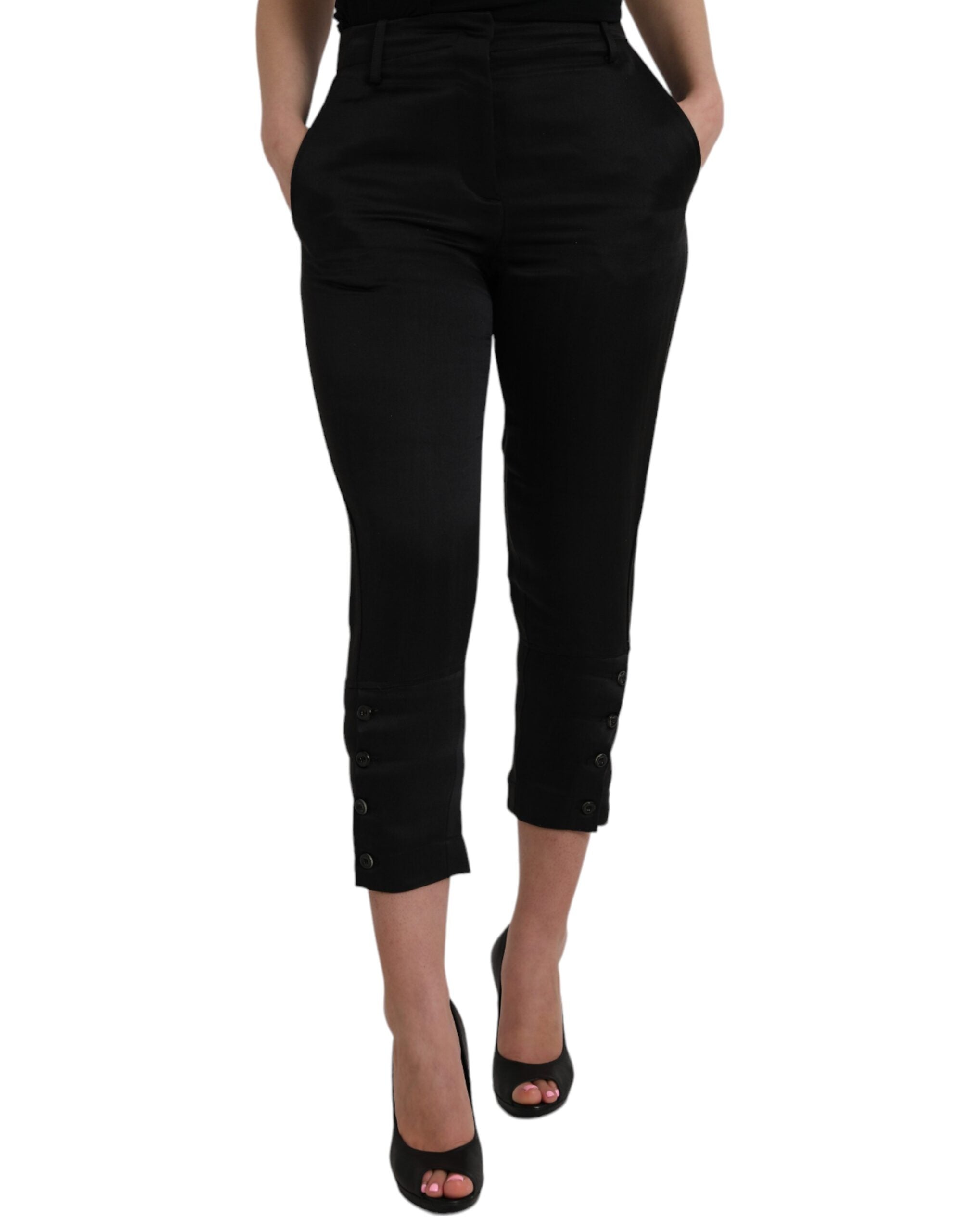 Schwarze Capri-Hose mit hohem Bund